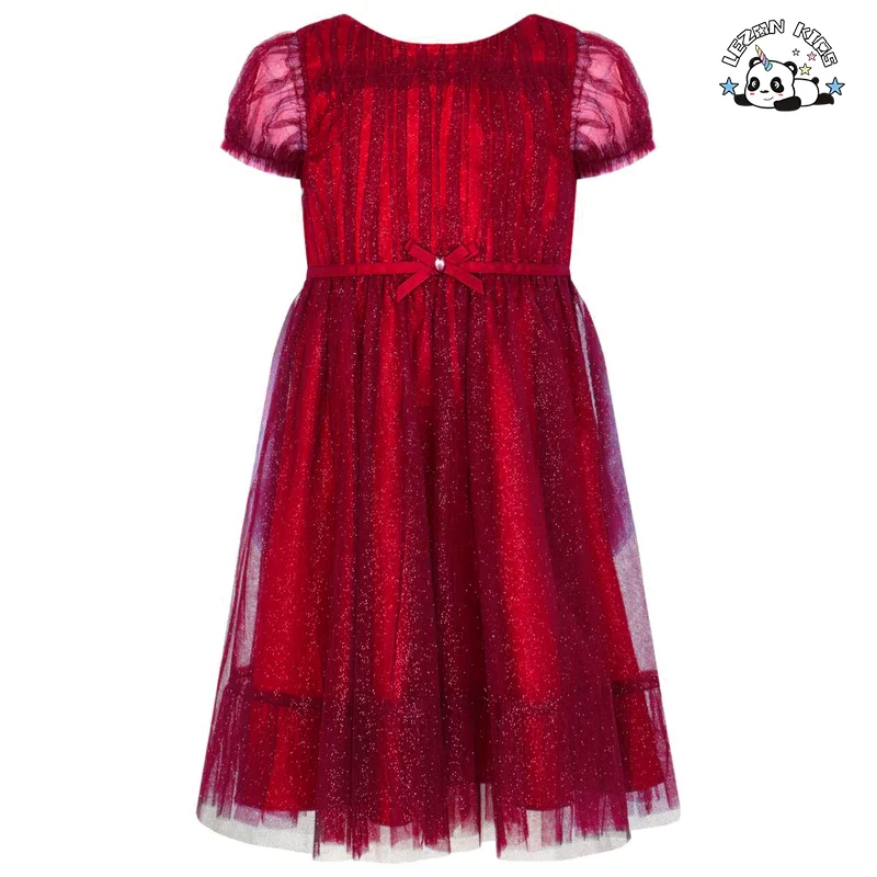 LEZONKIDS - Elegante Design Personalizável de Vestido Longo de Manga Curta para Meninas, Vestido de Princesa de Verão para Menina